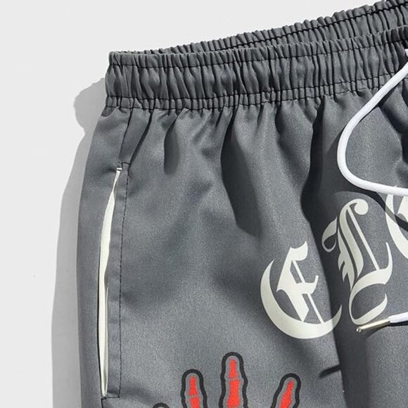 GORGLITTER Men's Graphic Print Workout Track Summer Shorts Size S - Picture 4 of 8